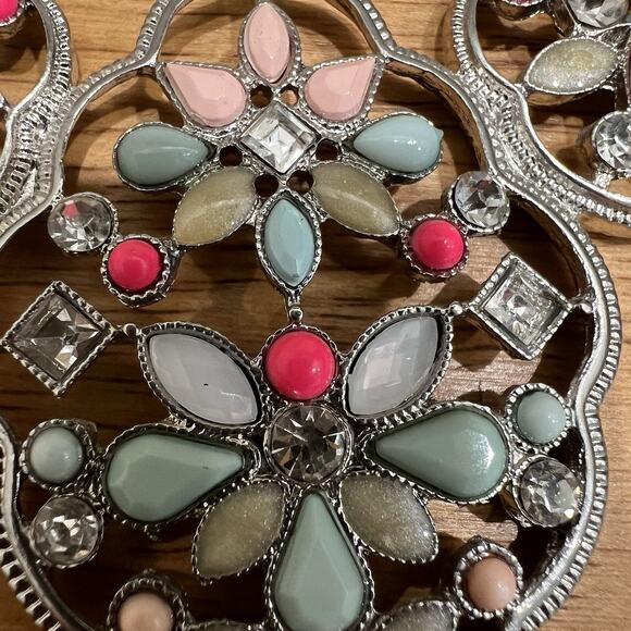 Lot Of Three Necklaces, Flowers, Stone, Chunky, Costume Jewelry Colorful - Picture 7 of 10